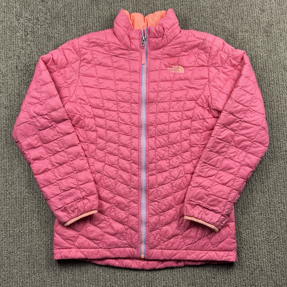 The North Face Girls XL 18 ThermoBall Jacket Full Zip Quilted Puffer Pink